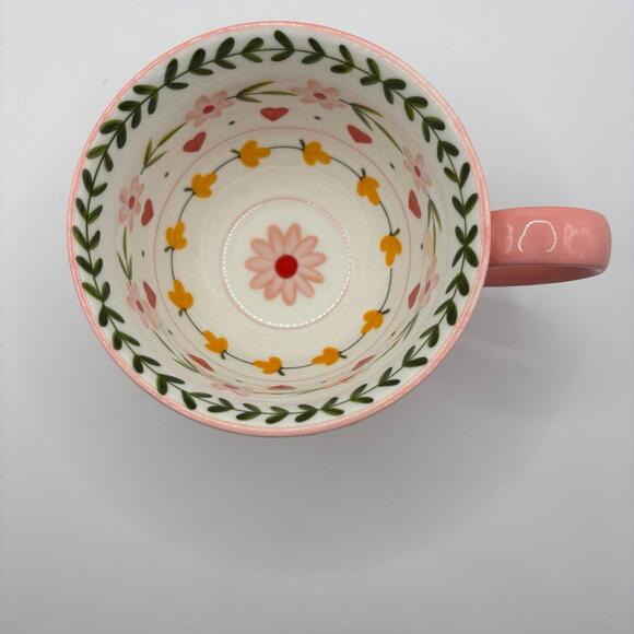 Potter’s Studio Pink Footed Flower Heart Mug Tea Cup New - Picture 3 of 4